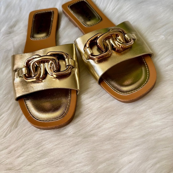 Charly Women’s Gold Chain Slide Sandals Size 37 - Picture 6 of 12